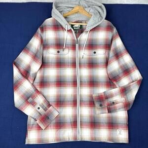 Roots Plaid Zip Hoodie Jacket Men Sz L Flannel Shirt Canada Cabincore Heritage